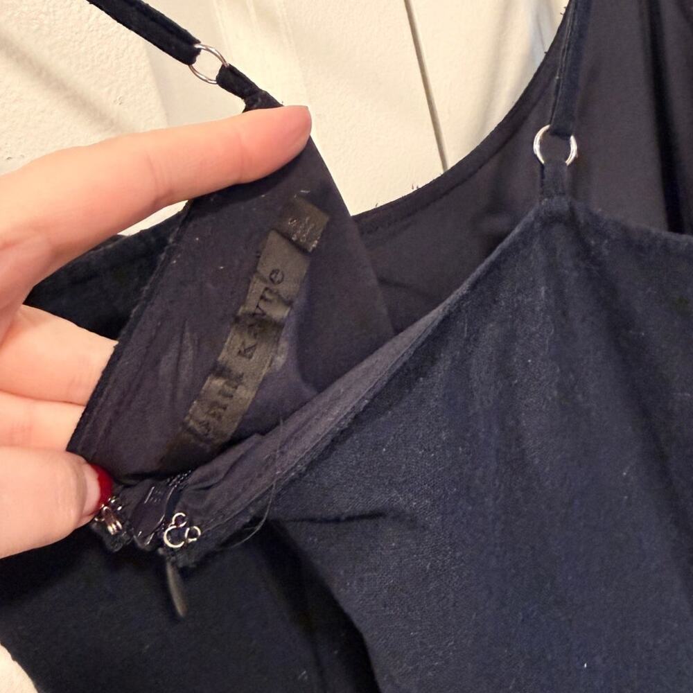 Jenni Kayne S Rove Dress $495 Raw Silk Midi Fitted Bodice Pencil Skirt Navy Blue - Picture 11 of 12